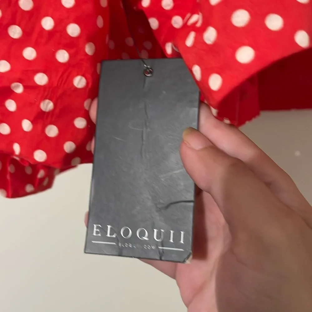 NWT ELOQUII Red Polka Dot Mini Skirt Tiered Ruffle Elastic Waist Size 26 Disney - Picture 9 of 11